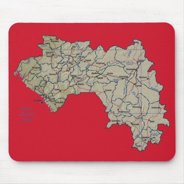 Guinea-Conakry karta Mousepad Musmatta (Framsidan)