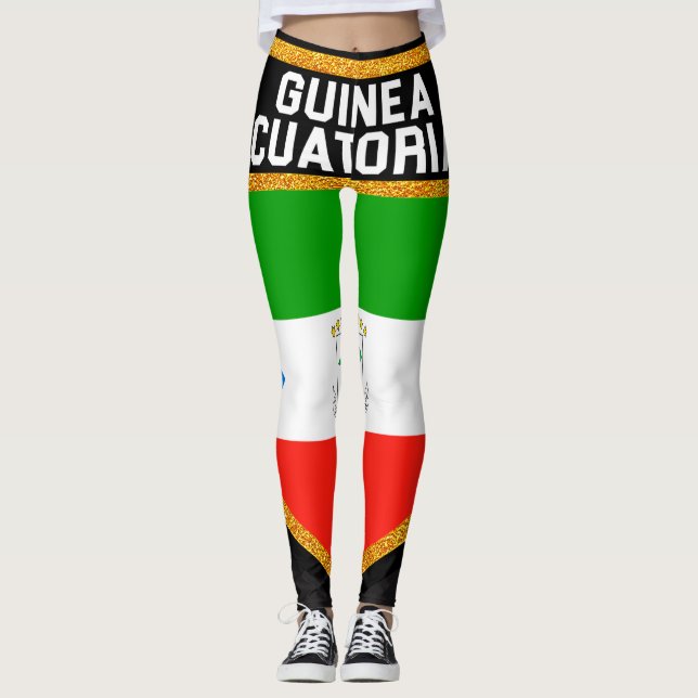 Guinea Ecuatorialguinea Flagga Leggings (Framsida)
