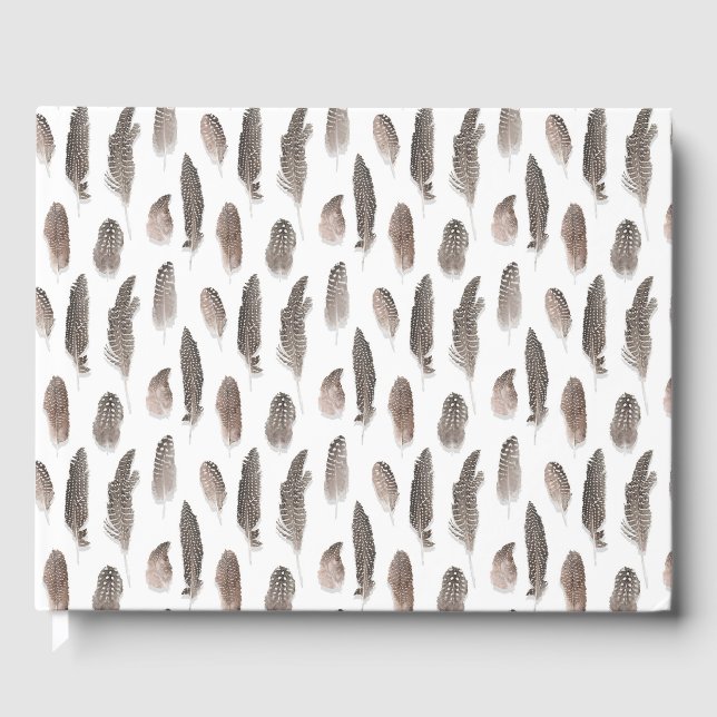 Guinea Farm Bird Feather Mönster Gästböcker (Framsida)