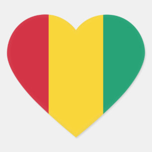 Guinea Flagga Hjärtformat Klistermärke