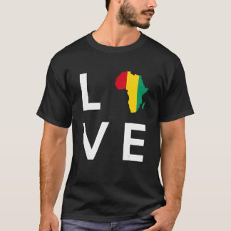 Guinea Flagga Kärlek Afrika Kontinent Silhuett för T Shirt