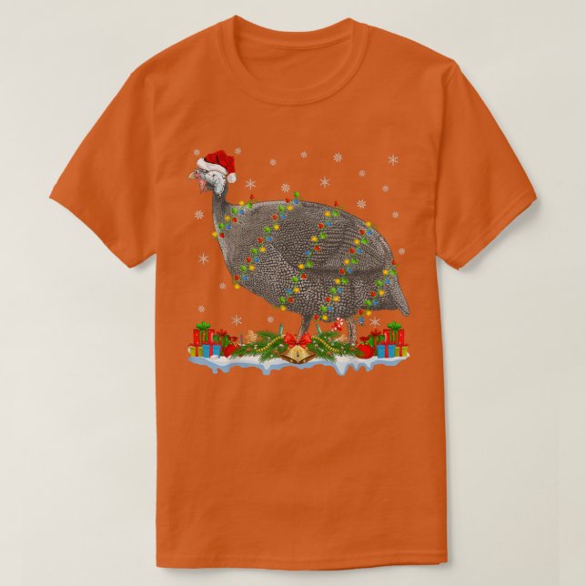 Guinea Fowl Älskare Matching Santa Hat Guinea Fowl T Shirt (Design framsida)