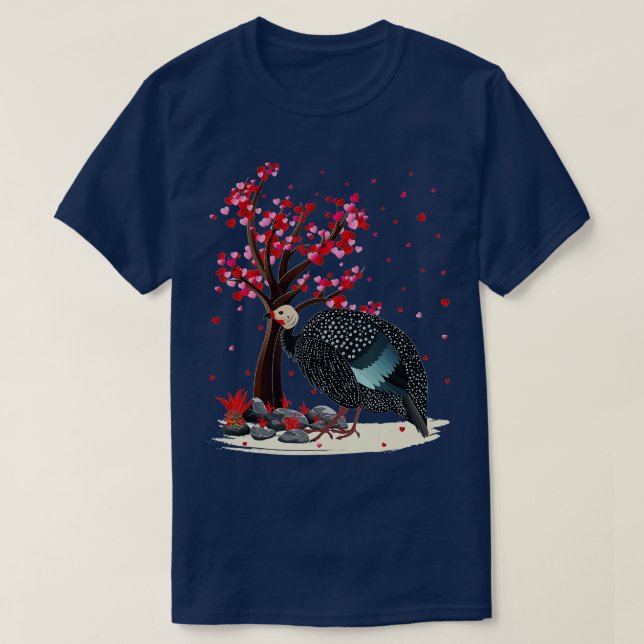 Guinea Fowl Bird Älskare Heart Träd Guinea Fowl Va T Shirt (Design framsida)
