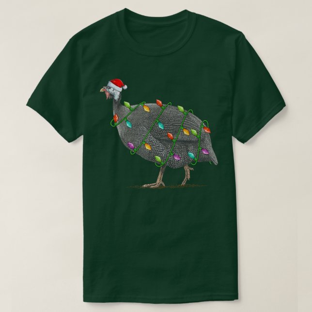 Guinea Fowl Bird Älskare Julafton Santa Hat Guinea T Shirt (Design framsida)