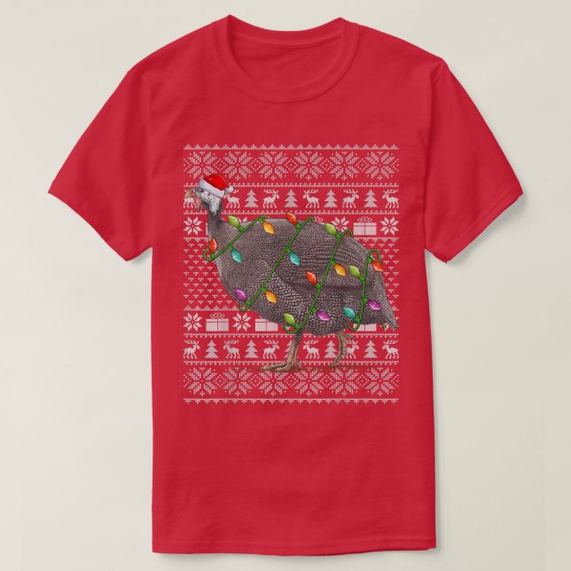 Guinea Fowl Bird Älskare Santa Hat Ugly Guinea Fow T Shirt (Design framsida)