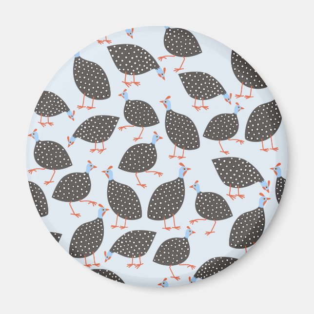 Guinea Fowl Blue Mönster Magnet (Framsidan)