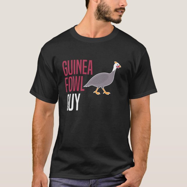 Guinea Fowl Chicken Bird Guy T Shirt (Framsida)