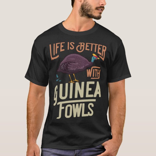Guinea Fowl  Chicken Hen Farmer T Shirt (Framsida)