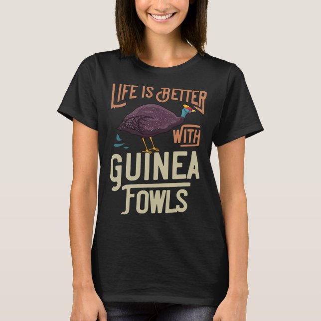 Guinea Fowl  Chicken Hen Farmer T Shirt (Framsida)