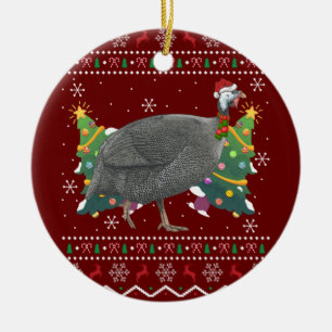 Guinea Fowl Julafton Gift Ugly Guinea Fowl Bird Kr Julgransprydnad Keramik
