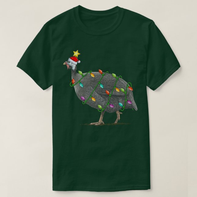 Guinea Fowl Lighting Julafton Träd Santa Guinea Fo T Shirt (Design framsida)