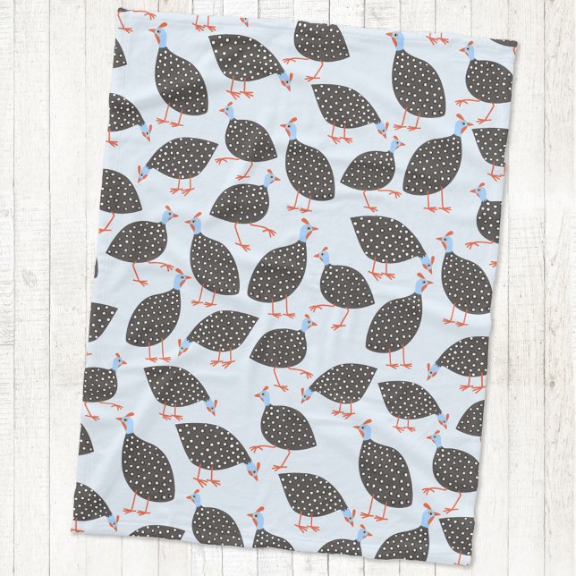 Guinea Fowl Roligt Bird Mönster Fleecefilt (Guineafowl fun bird fleece blanket)