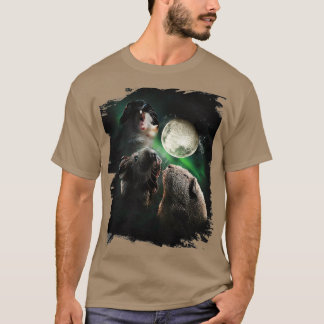 Guinea Gris 3 Måne Varg Vargar Howling T Shirt