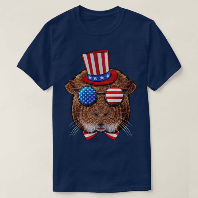 Guinea Gris 4:e juli Amerikanska Guinea Gris USA U T Shirt (Design framsida)