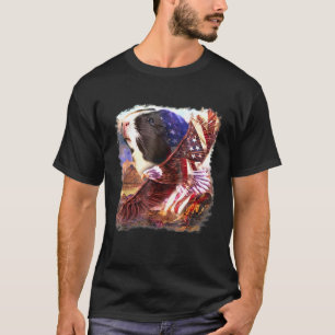 Guinea Gris American Flagga 4:e juli Oberoende EEG T Shirt