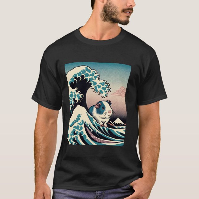 Guinea Gris Art Underbara vågen utanför Kanagawa J T Shirt (Framsida)