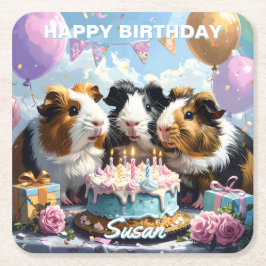 Guinea Gris Birthday Underlägg Papper Kvadrat