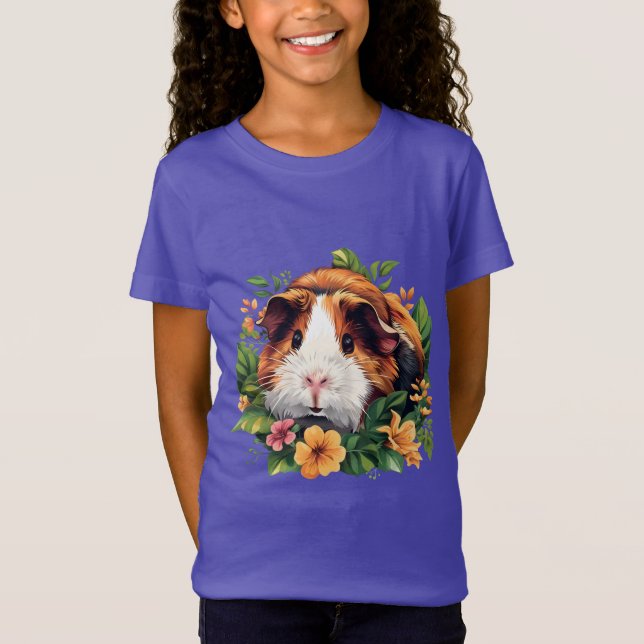 Guinea Gris bland Blommor T Shirt (Framsida)