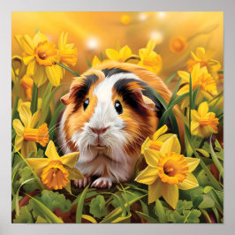 Guinea Gris bland Daffodils Poster