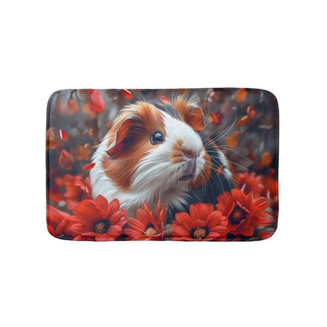 Guinea Gris bland Röda blommor Badrumsmatta (Framsidan)