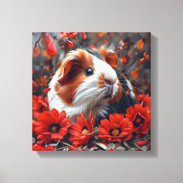 Guinea Gris bland Röda blommor Canvastryck