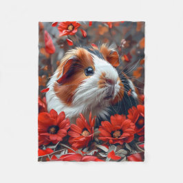 Guinea Gris bland Röda blommor Fleecefilt