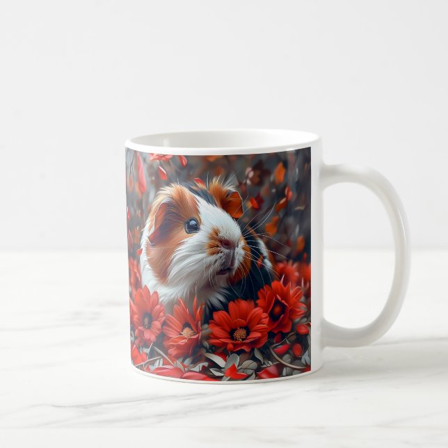 Guinea Gris bland Röda blommor Kaffemugg (Höger)