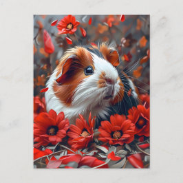 Guinea Gris bland Röda blommor Vykort