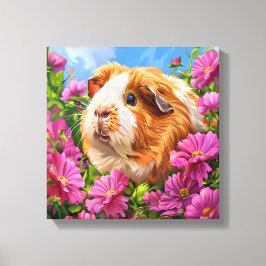 Guinea Gris bland Rosa Flowers Canvastryck