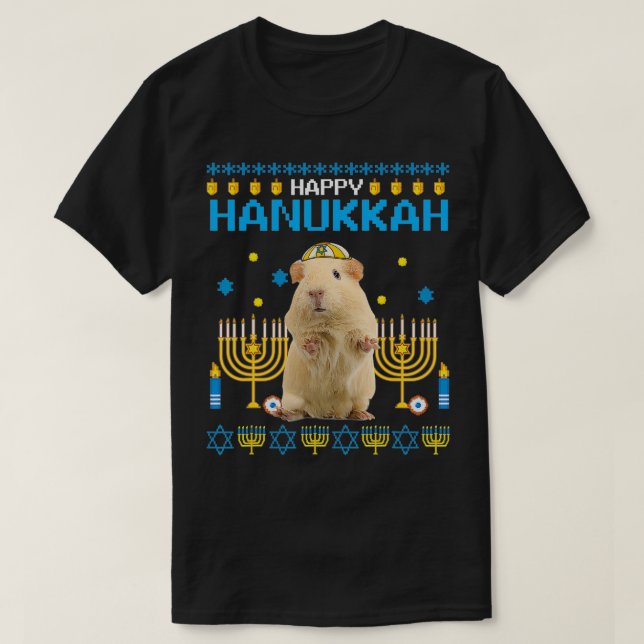 Guinea Gris Chanukah Jewish Ugly Hanukkah Sweater  T Shirt (Design framsida)