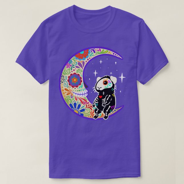 Guinea gris Dia de Los Muertos Skeleton  T Shirt (Design framsida)