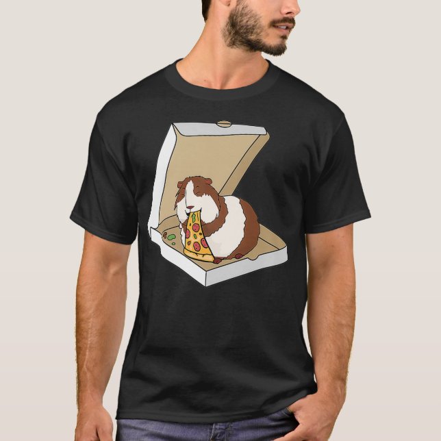 Guinea Gris Eating Pizza Funny Pet Owner Gift Prem T Shirt (Framsida)