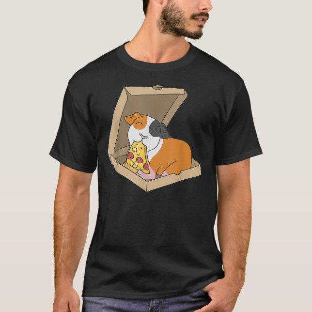 Guinea Gris Eating Pizza Funny Pet T Shirt (Framsida)