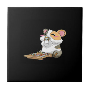 Guinea Gris Eating Sushika Guinea Gris Kawaii Kakelplatta