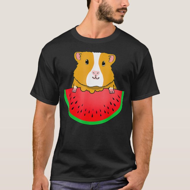 Guinea Gris Eating Watermelon T Shirt (Framsida)