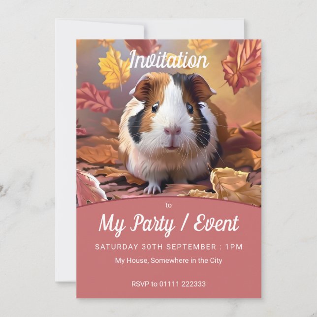 Guinea Gris & Falling Höst löv Party / Händelse Inbjudningar (Framsida)