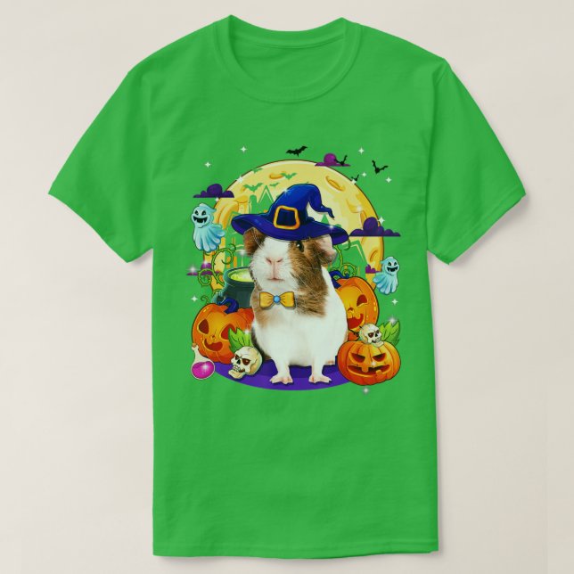Guinea Gris Halloween med Måne Pumpkin Boo Kids Gi T Shirt (Design framsida)