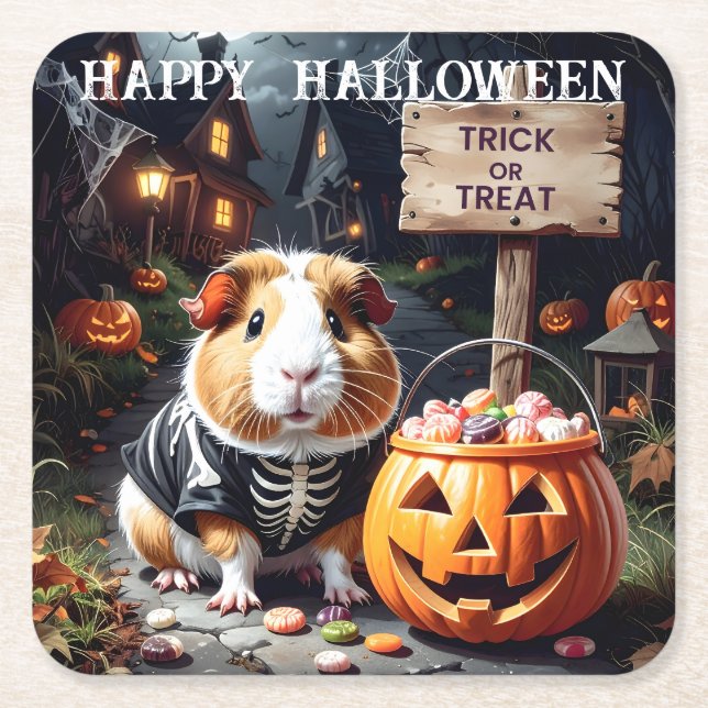 Guinea Gris Halloween Underlägg Papper Kvadrat (Framsidan)