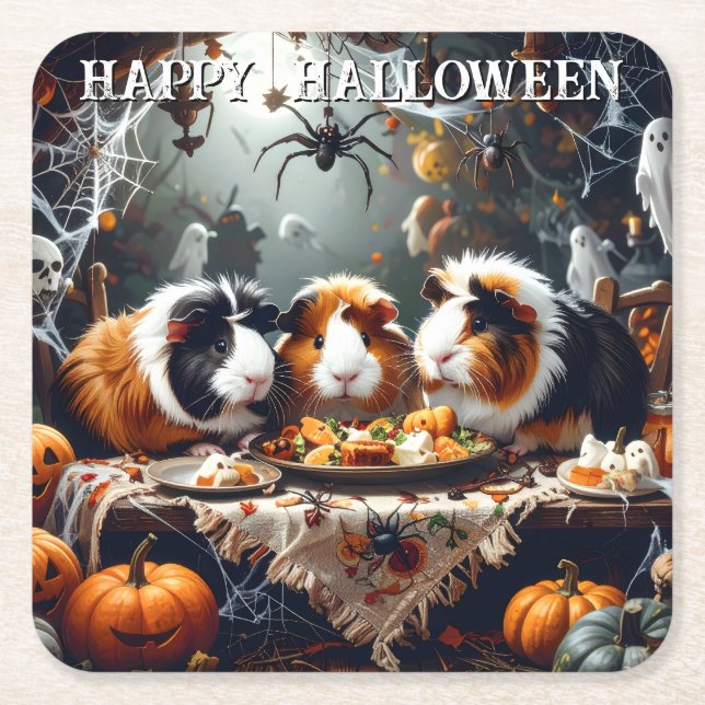 Guinea Gris Halloween Underlägg Papper Kvadrat (Framsidan)