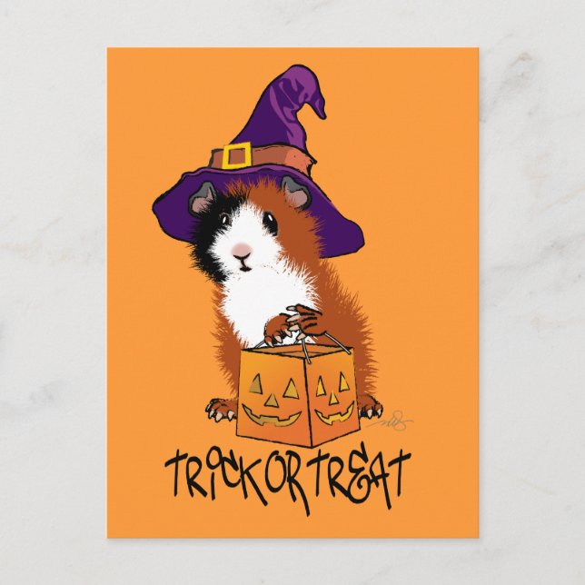 Guinea Gris Halloween Vykort (Framsida)
