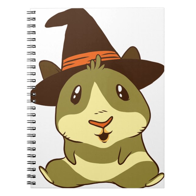 Guinea Gris Halloween Witch Anteckningsbok (Framsidan)