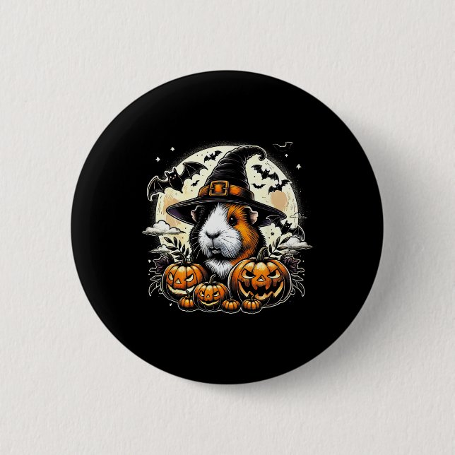 Guinea Gris Halloween Witch Art Knapp (Framsida)