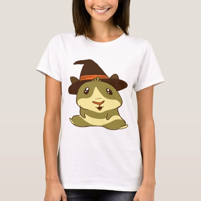 Guinea Gris Halloween Witch T Shirt (Framsida)