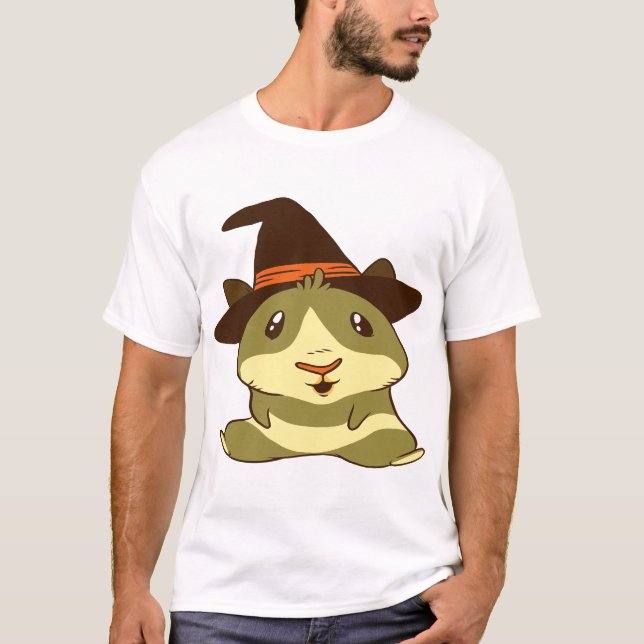 Guinea Gris Halloween Witch T Shirt (Framsida)