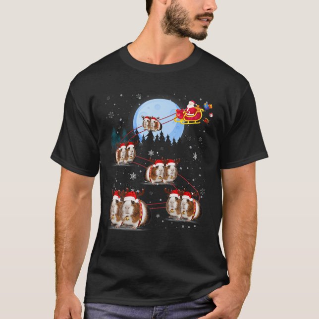Guinea Gris Hat Reindeer Sleigh Santa under Christ T Shirt (Framsida)