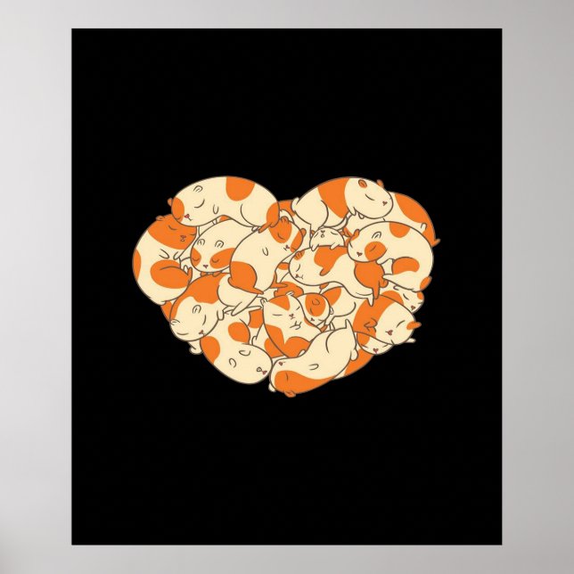 Guinea Gris Heart Kärlek | Cute Baby Guinea Gris Poster (Framsidan)