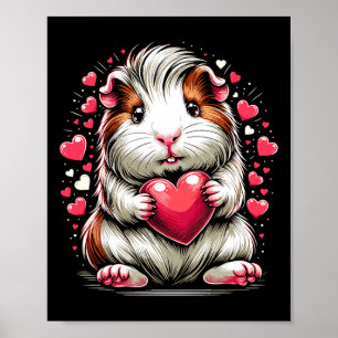 Guinea Gris Holding Heart Valentine Day Cute Vale Poster