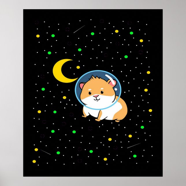 Guinea Gris i rymden | Cute Astronomy Guinea Gris Poster (Framsidan)