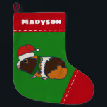 Guinea Gris i Santa Hat-Personligen Stor Julstrumpa<br><div class="desc">Det här söta marskalket gris är hela redot till jul med sin julhatt och sin festsjal. Det här lagret är redo att vara personlig med ett namn överst i fet vit stil.</div>