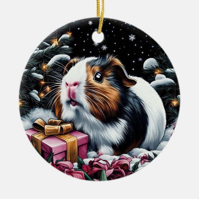 Guinea-Gris-jul Julgransprydnad Keramik (Framsidan)